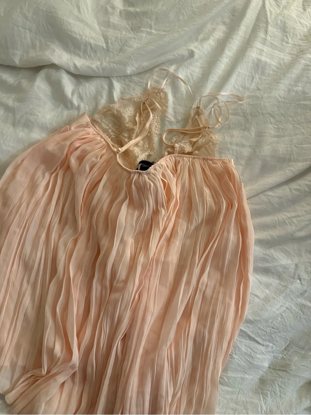 Victoria's Secret Sheer Lace & Pleated Chiffon Nightdress in Blush Pink